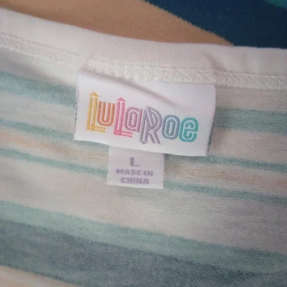 LuLaRoe Blue Striped Dress - Size Large - Picture 3 of 3